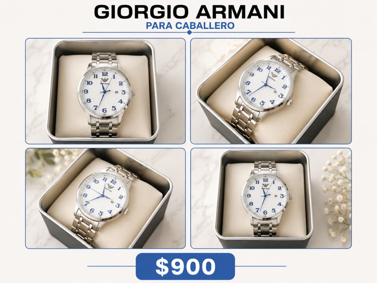 Reloj Giorgio Armani para caballero con esfera clara