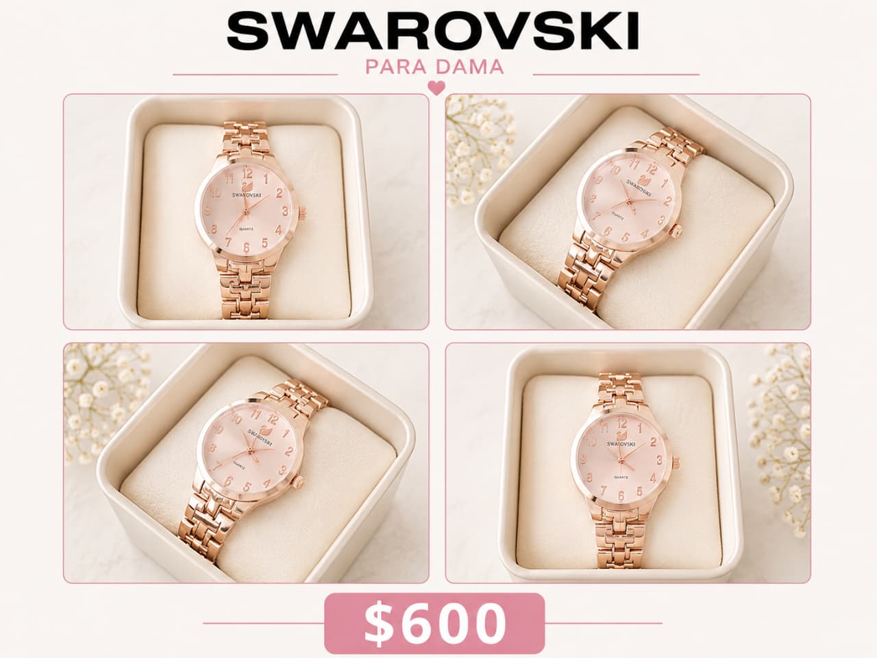 Reloj Swarovski en tono oro rosa para dama