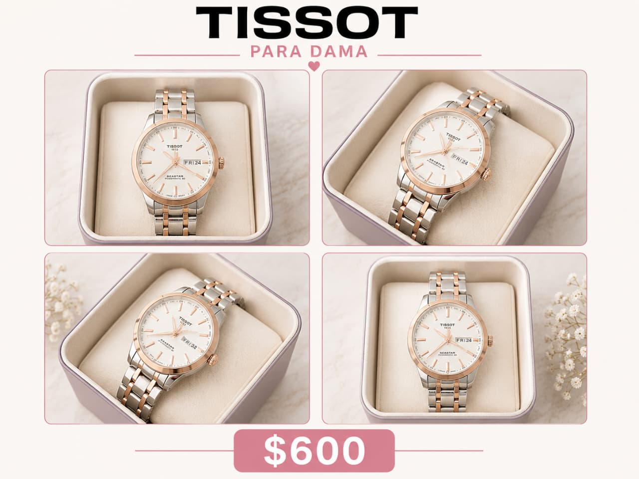 Reloj Tissot en tonos claros para dama